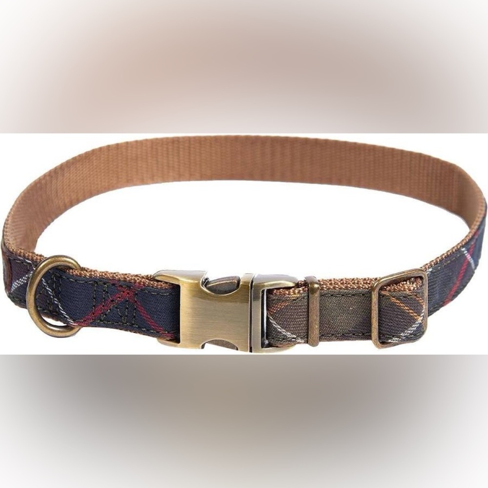 Barbour Reflective Dog Collar, Classic Tartan, Small